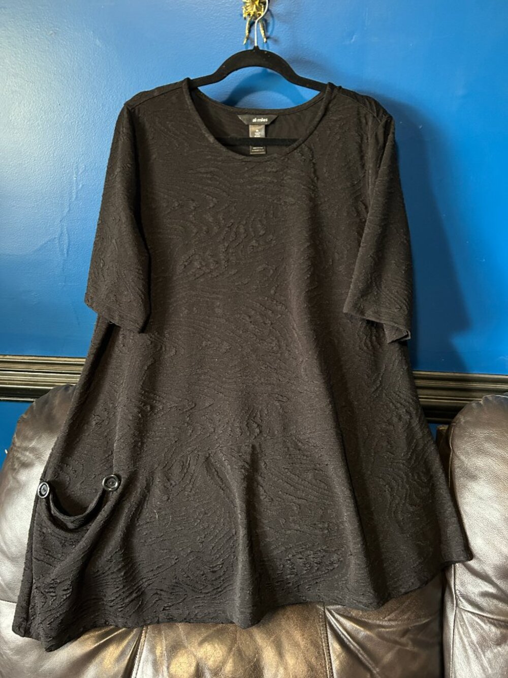 Ali Miles textured asymmetrical pocket tunic L goth gothic pointed hem